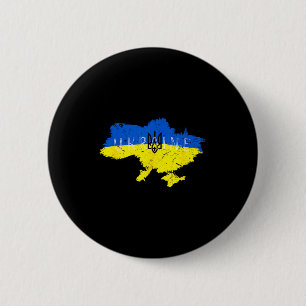 Bóton Redondo 5.08cm Orgulho Ucraniano Tryzub Mapa da Ucrânia Vintage R