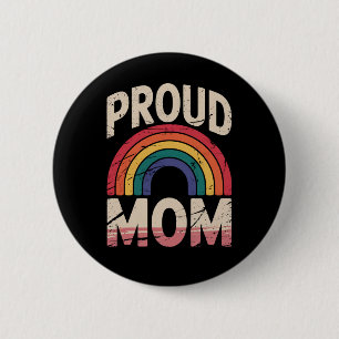 Bóton Redondo 5.08cm Orgulhosa Mãe Arco-íris LGBTQ Orgulho Gay Aliada