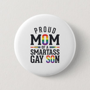Bóton Redondo 5.08cm Orgulhosa Mãe de um Filho Gay Arrogante Camisa Vin