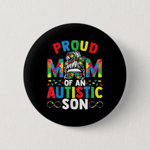 Bóton Redondo 5.08cm Orgulhosa Mãe Do Filho Autista Mensagem Bun Autism
