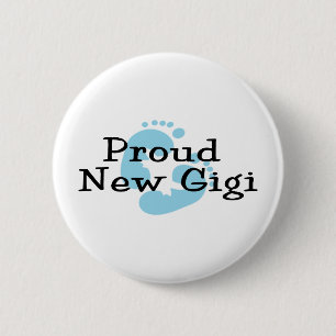 Bóton Redondo 5.08cm Orgulhosas Novas Pegadas de Bebê Menino Gigi
