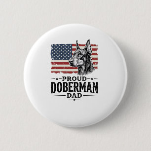 Bóton Redondo 5.08cm Orgulhoso Pai Doberman Bandeira Vintage Vetor Desi