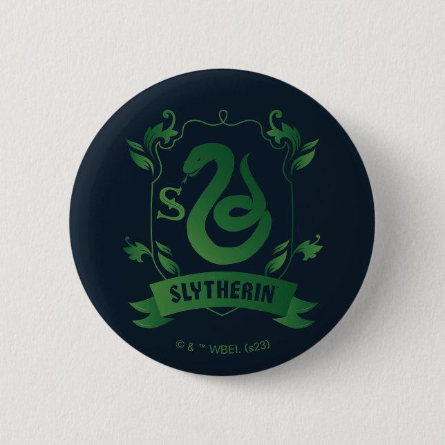 Bóton Redondo 5.08cm Ornamentado SLYTHERIN™ House Crest (Frente)