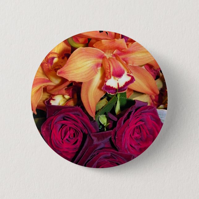 Bóton Redondo 5.08cm Orquídeas e Rosas_ (Frente)