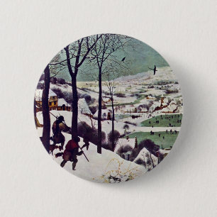 Bóton Redondo 5.08cm Os caçadores na neve, por Bruegel D. Ä. Pieter