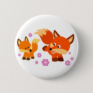 Bóton Redondo 5.08cm Os desenhos animados brincalhão bonitos Foxes o