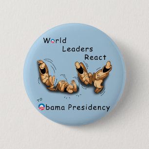Bóton Redondo 5.08cm Os líderes mundiais reagem (Obama)