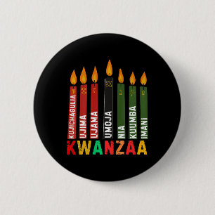 Bóton Redondo 5.08cm Os Sete Princípios De Kwanzaa Kinara Happy Kwanz