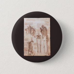 Bóton Redondo 5.08cm Ossos do Esqueleto da Anatomia Humana de Leonardo