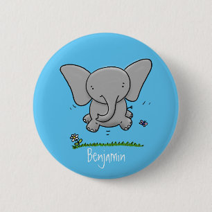 Bóton Redondo 5.08cm Ótima ilustração de desenho animado de elefante