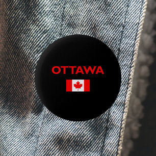 Bóton Redondo 5.08cm Ottawa Canadá Flag Dark Color