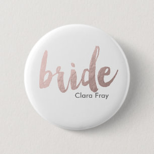 Bóton Redondo 5.08cm ouro cor-de-rosa "noiva " do falso claro elegante