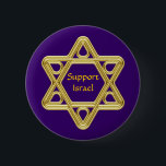 Bóton Redondo 5.08cm Ouro da estrela de David<br><div class="desc">Mostre seu orgulho em sua herança judaica e em seu apoio de Israel com este design estilizado do ouro da estrela de David. Este design é inteiramente customizável adiciona sua própria cor do fundo e muda o texto.</div>
