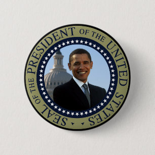 Bóton Redondo 5.08cm Ouro do selo de Obama