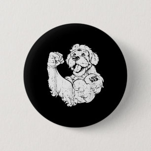Bóton Redondo 5.08cm Ouro Doodle Biceps Tattoo Dog Breed - Pet I Love