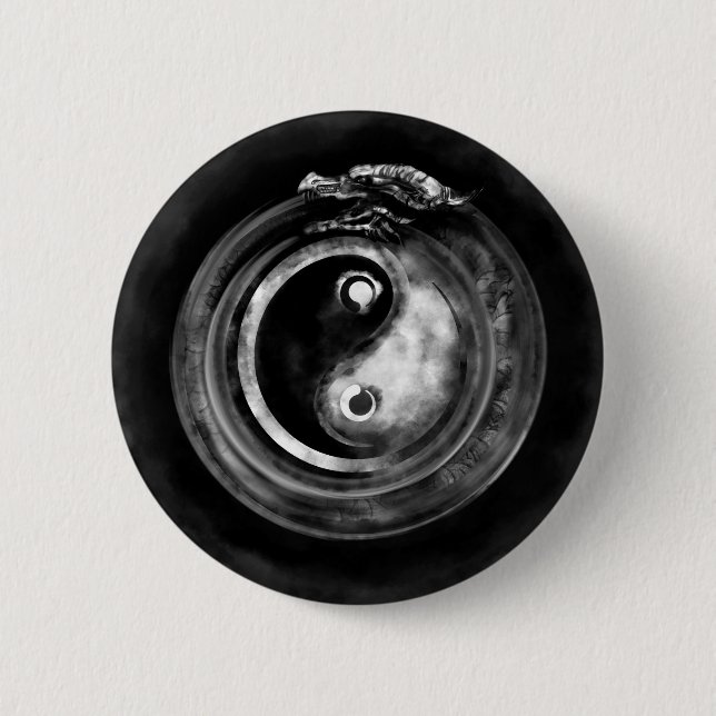 Bóton Redondo 5.08cm Ouroboros Yin - Yang (Frente)