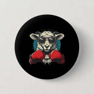 Bóton Redondo 5.08cm Ovelha Boxer Com Luvas de Boxe Kickboxing Engraçad