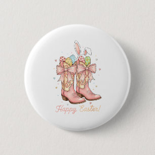 Bóton Redondo 5.08cm Ovo de Páscoa Fofo Howdy Botas de Cowboy Ocidental