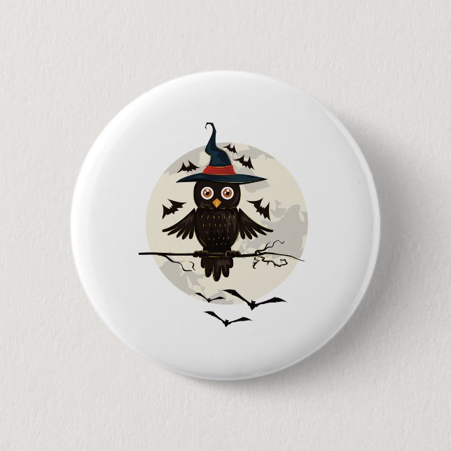 Bóton Redondo 5.08cm Owl Halloween (Frente)