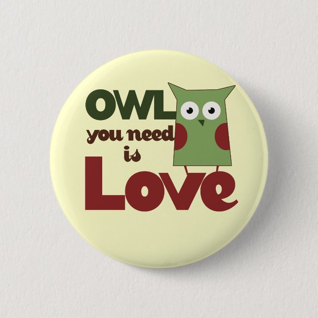 Bóton Redondo 5.08cm Owl Love (Frente)