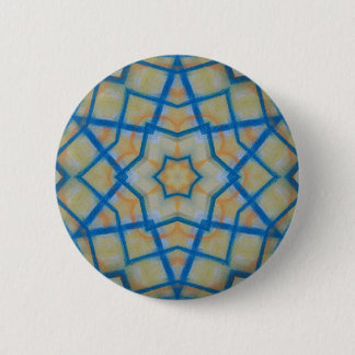 Bóton Redondo 5.08cm P25C Azul Amarelo Colorido Mandala Abstrato Único