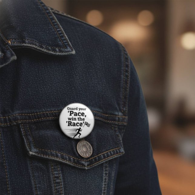 Bóton Redondo 5.08cm Pace Race Wisdom Button: Win Life's Game (#MotivationalButton #RunnerGift #LifeLessons #PaceYourself #WinTheRace #InspirationPin #GoalSetter )