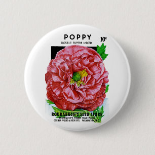 Bóton Redondo 5.08cm Pacote de Semente Vintage Poppy