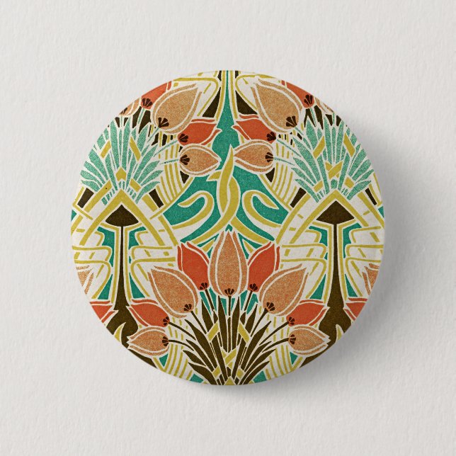 Bóton Redondo 5.08cm Padrão Art Nouveau #11 (Frente)