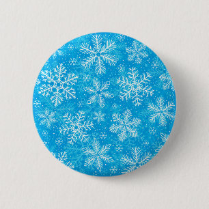 Bóton Redondo 5.08cm Padrão branco de flocos de neve