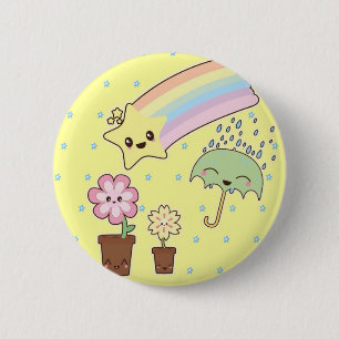 Bóton Redondo 5.08cm Padrão climático do arco-íris de Kawaii é tão