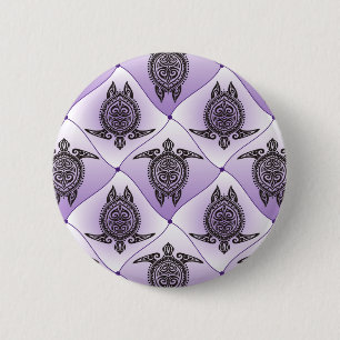 Bóton Redondo 5.08cm Padrão das tartarugas do mar Shamanic - violeta