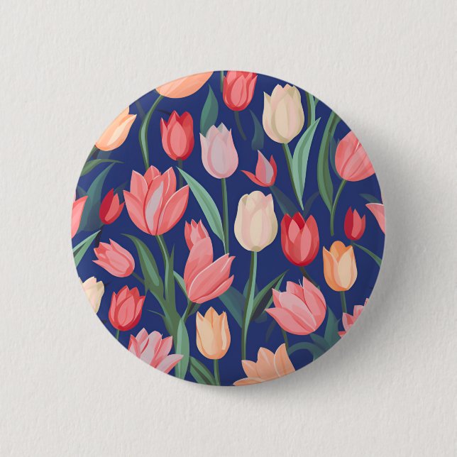Bóton Redondo 5.08cm Padrão das tulipas (Frente)