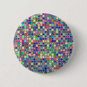 Bóton Redondo 5.08cm Padrão de Azulejos 'Gotas de Goma' Multicoloridos