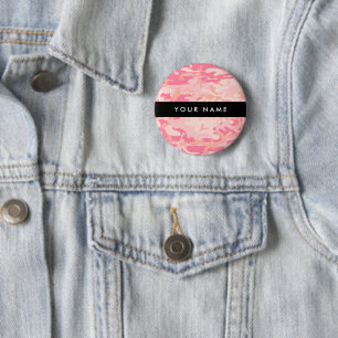 Bóton Redondo 5.08cm Padrão de Camuflagem Rosa, Seu nome, Personalize