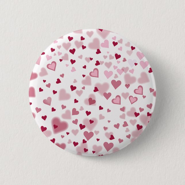 Bóton Redondo 5.08cm Padrão de Corações Encantadores Rosa (Frente)
