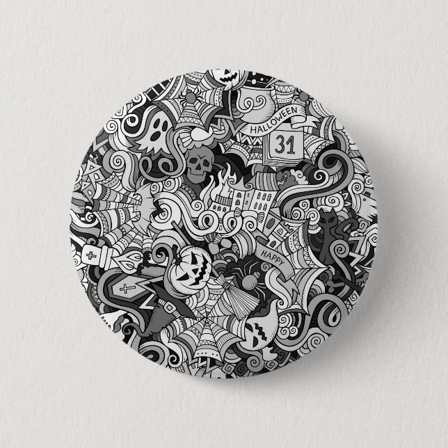 Bóton Redondo 5.08cm Padrão de Dia das Bruxas (Frente)
