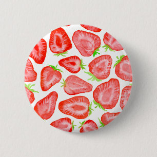 Bóton Redondo 5.08cm Padrão de fatias de morango de aquarela