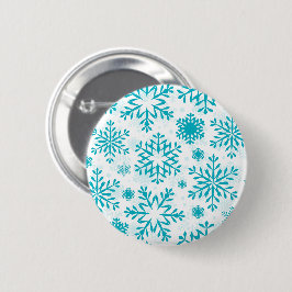 Bóton Redondo 5.08cm Padrão de Floco de Neve Azul