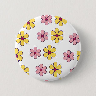 Bóton Redondo 5.08cm Padrão de flores grandes e bonitas