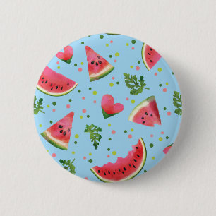 Bóton Redondo 5.08cm Padrão de Fruta de Verão Melancia verde-viva