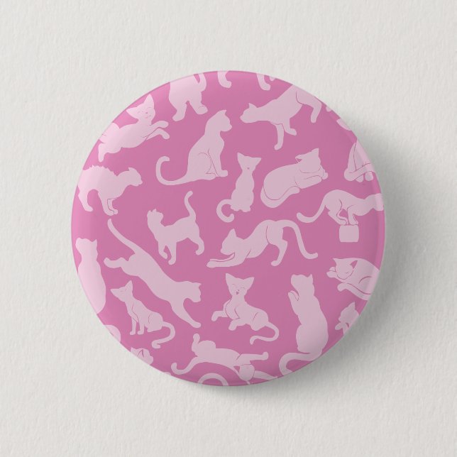 Bóton Redondo 5.08cm Padrão de Gato Rosa (Frente)