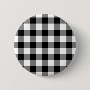 Bóton Redondo 5.08cm Padrão de Gingham Preto e Branco