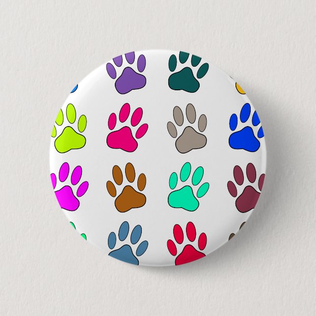 Bóton Redondo 5.08cm Padrão de impressão de pata de cão multicolorido (Frente)