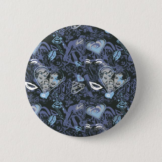 Bóton Redondo 5.08cm Padrão de Lábios e Corações de Supermenina (Frente)