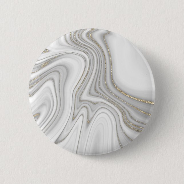 Bóton Redondo 5.08cm Padrão de mármore de ouro líquido elegante (Frente)