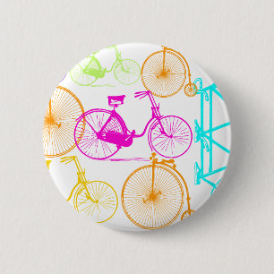 Bóton Redondo 5.08cm Padrão de Neon de Cor Brilhante de Bicicleta Moder