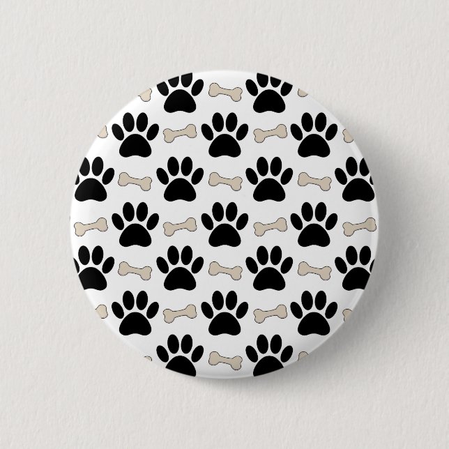 Bóton Redondo 5.08cm Padrão de Patas e Ossos para Pet (Frente)