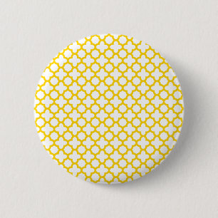 Bóton Redondo 5.08cm Padrão de Quatrefoil Amarelo