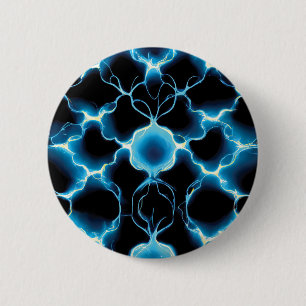 Bóton Redondo 5.08cm Padrão de repetição do Synapse Elétrico Azul
