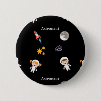 Bóton Redondo 5.08cm Padrão de trabalho astronauta em preto